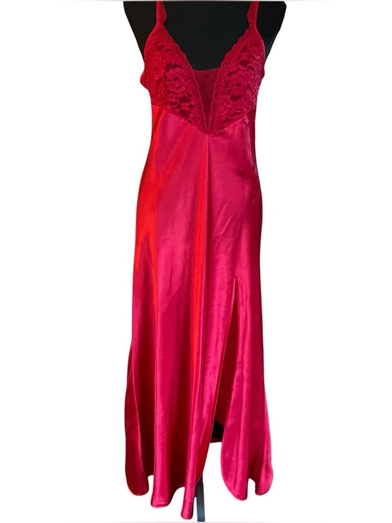 Victoria's Secret Other - Victoria’s Secret Red Satin Lace Maxi Nightgown Slip Dress Gown M